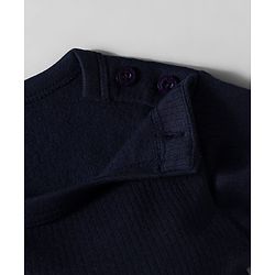 Babyhug Knit Full Length Solid Color Thermal Inner Wear Set with Vest - Navy Blue