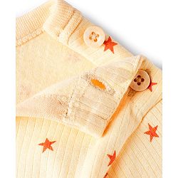 Babyhug Knit Full Sleeves Pullover & Sleeveless Thermal Vest & Pant Set with Star Print - Peach