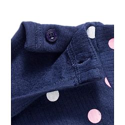 Babyhug Knit Full Sleeves Thermal Inner Wear Vests & Pant Set with Polka Dots Print - Navy Blue