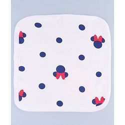 Babyhug Disney Interlock Knit Hand & Face Towel with Minnie Mouse Graphics Pack of 3 L 33 x B 33 cm - Red White & Navy Blue