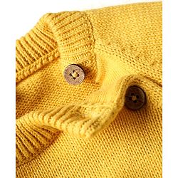 Babyhug Organic Cotton Knit Full Sleeves Vehicles Embroidered Pullover Sweater Set With Stripes & Cap - Mustard