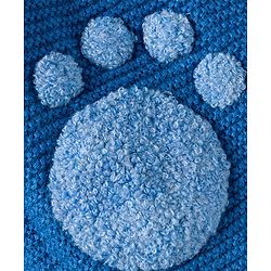 Babyhug Knit Full Sleeves Front Open Hooded Sweater Set with Paw Design - Blue