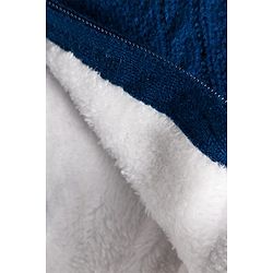 Babyhug Knit Full Raglan Sleeves Front Open Hooded Sweater with Cable Knit Design & Bear Applique - Navy Blue
