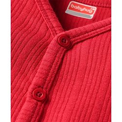 Babyhug Cotton Knit Full Sleeves Front Open Solid Thermal Inner Wear Set - Red