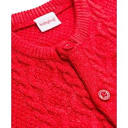 Babyhug Sweater Knit Full Sleeves Winter Wear Romper with Cable Knit Design - Red