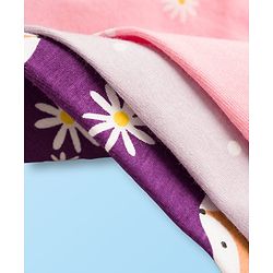 Babyhug Cotton Lycra Knit Full Length Leggings With Animal Floral & Polka Dot Print Pack of 3 - Purple Pink & Lavender
