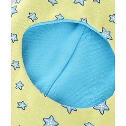 Babyhug Knit Reversible Monkey Cap With Star Print Light Blue - Diameter 10 cm