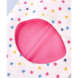 Babyhug Knit Reversible Monkey Cap With Star Print Dark Pink - Diameter 9 cm