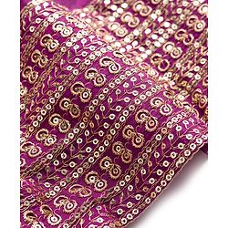 Babyhug Woven Three Fourth Sleeves Choli Lehenga & Dupatta Set With Floral Embroidery - Wine