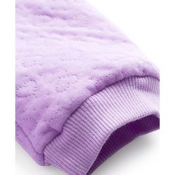 Babyhug Interlock Knit Full Sleeves Front Open Hooded Romper with Hearts Detailing - Purple