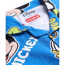 Babyhug Disney Single Jersey Knit Full Sleeves Co-ords Night Suit With Mickey & Friends Print - Blue
