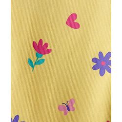 Babyhug Cotton Lycra Knit Full Length Leggings With Floral Print & Stretch - Yellow