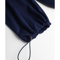 Babyhug French Terry Knit Full Length Lounge Pant With Text Print - Navy Blue