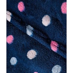 Babyhug Velour Knit Full Sleeves Footed Velour Winter Sleep Suit with Polka Dot Print - Navy Blue