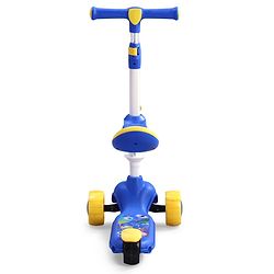 Babyhug Leo 2 in 1 Kids 3 Wheel Kick Scooter with Foldable Seat with LED - Blue| 3 Level Adjustable Handle| Foldable Design| Toy for 3 to 12 Yrs Boys & Girls| Sport Gift| Physical Activity| Wide Deck