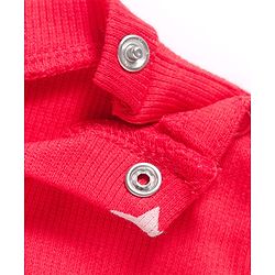 Babyhug Cotton Knit Full Sleeves Co-ords Night Suit With Star Print - Red