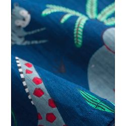Babyhug Cambric Woven Full Sleeves Kurta Pajama Set with Animal Print - Navy Blue