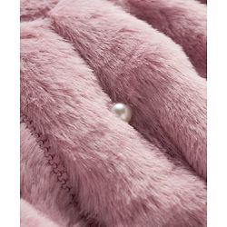 Babyhug Woven Full Sleeves Hooded Fur Winter Jacket with Pearl Detailing - Pink