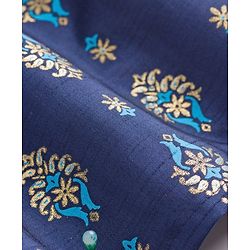 Babyhug Cotton Woven Full Sleeves Kurta Dhoti Set with Floral Motif Foil Print - Navy Blue & Beige