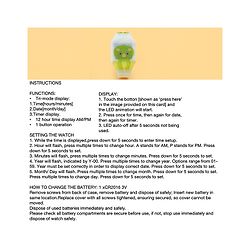 Babyhug Free Size Digital Watch with Dino Print - White & Green