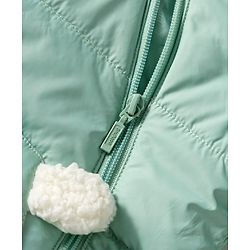 Babyhug Woven Full Sleeves Hooded Padded Jacket With Animal Applique - Mint Green