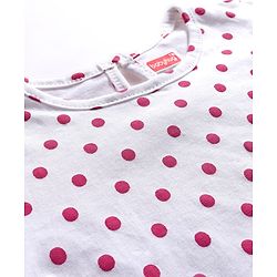 Babyhug Corduroy Knit Floral Embroidered Frock with Full Sleeves Inner Tee & Polka Dot Print - Blue & White
