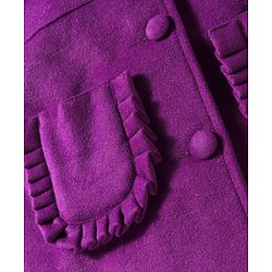 Babyhug Woven Full Sleeves Solid Hooded Winter Jacket - Purple