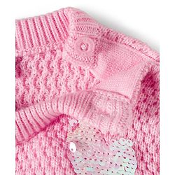 Babyhug Full Sleeves Pullover Sweater with Sequin Heart Design - Pink