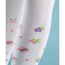 Cute Walk by Babyhug Knit Antibacterial Footed Tights with Butterfly Design - White