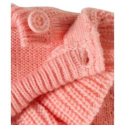Babyhug Knitted Full Sleeves Sweater Set With Frill & Cable Knit Design - Pink