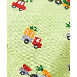Babyhug 100% Cotton Cap Mittens & Booties Set With Vehicle Print Lime Green - Diameter 16 cm