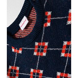 Babyhug Knit Full Sleeves Pullover Sweater Set - Navy Blue