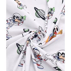 Babyhug Disney Interlock Knit Hooded Towel with Mickey & Friends Print L 76 x B 76 cm Pack Of 2 - White & Lavender