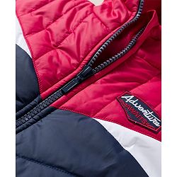 Babyhug Woven Full Sleeves Hooded Padded Jacket With Patch Detailing - Red & Navy Blue