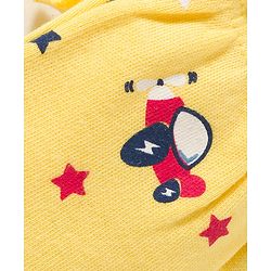 Babyhug 100% Cotton Knit Mittens and Bootie Set with Vehicle - Yellow