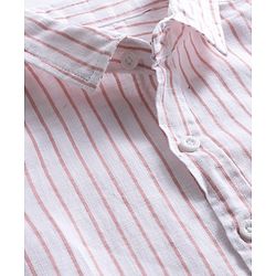 Babyhug Cotton Woven Half Sleeves Striped Shirt & Shorts Set with Bow - Pink