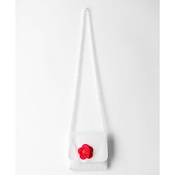 Babyhug Cotton Knit Full Sleeves Frock With Text Embroidery & Sling Bag - Red