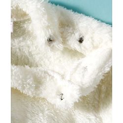 Babyhug Velour Knit Full Sleeves WInter Wear Night Suit With Bunny Print - White & Pink