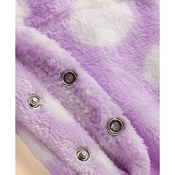 Babyhug Velour Knit Full Sleeves Winter Wear Footed Sleepsuit With Polka Dot Print - Lavender