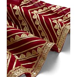 Babyhug Georgette Woven Half Sleeves Foil Printed Choli Lehenga Set with Dupatta & Lace Detailing - Red