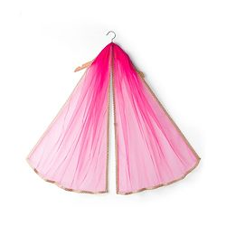 Babyhug Brocade Woven Half Sleeves Pattu Pavda Choli Lehenga & Dupatta Set With Floral Embriodery - Fuschia