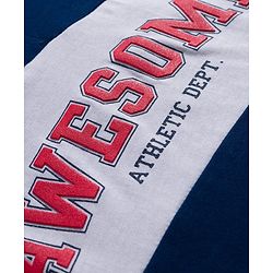 Babyhug 100% Cotton Knit Full Sleeves Cut & Sew Polo Collar T-Shirt with Awesome Text Print - Navy Blue & White