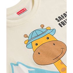 Babyhug 100% Cotton Knit Full Sleeves T-Shirt with Animal Print - Offwhite