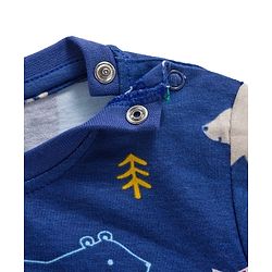 Babyhug Cotton Knit Full Sleeves Co-ords Night Suit With Animal Print - Navy Blue
