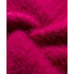 Babyhug Knit Full Sleeves Extra Soft Hairy Yarn Drop Shoulder Silhouette Pullover Sweater with Sequin Star Design - Fuchsia