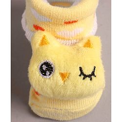 Cute Walk by Babyhug Slip On Sock Shoes with Kitty Applique - Yellow