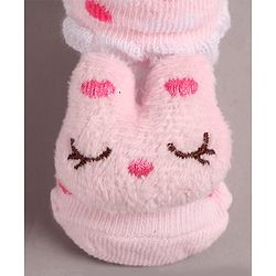 Cute Walk by Babyhug Slip On Sock Shoes with Kitty Applique - Pink