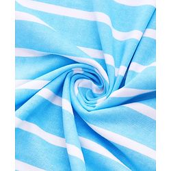 Babyhug Cotton Terry Knit Hooded Towel with Crane Patch Detailing & Stripes L 74 x B 74 cm - Light Blue