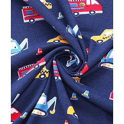 Babyhug Cotton Terry Knit Hooded Towel with Vehicle Print L 75 x B 73 cm - Navy Blue