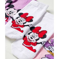 Cute Walk by Babyhug Disney Knit Ankle Length Antibacterial Socks with Minnie Mouse Graphic Pack of 3 - Pink Plum & White